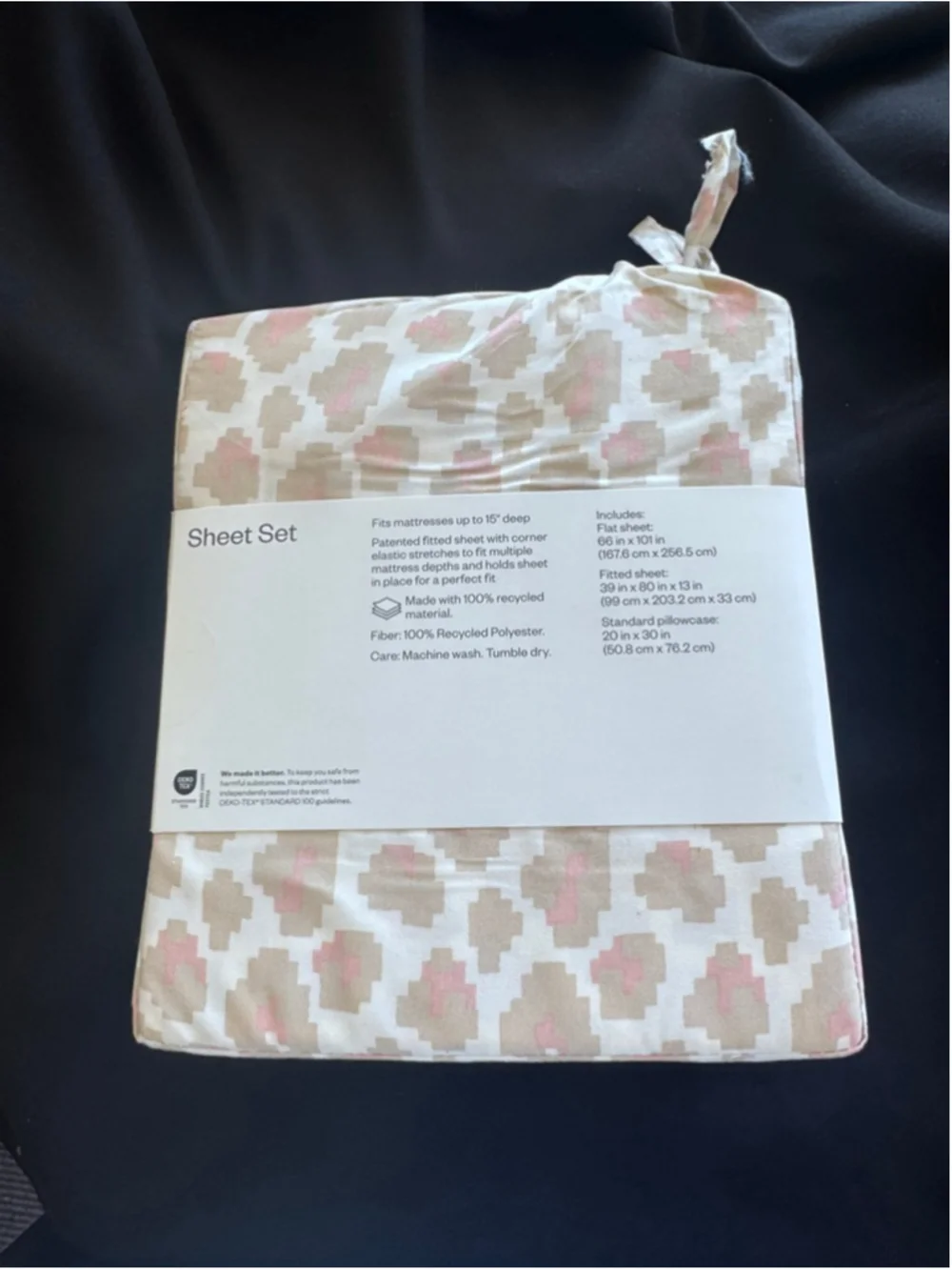 Room Essentials Twin XL Microfiber Sheet Set Beige Pink